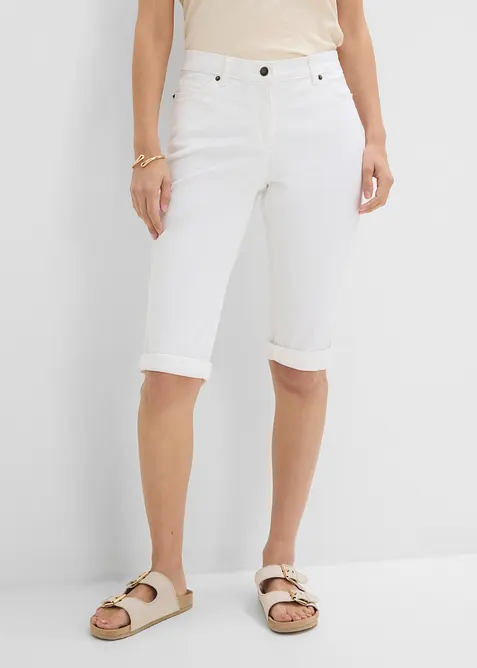 Jeans-bermuda med stretch og oppbrettet nederkant, bonprix