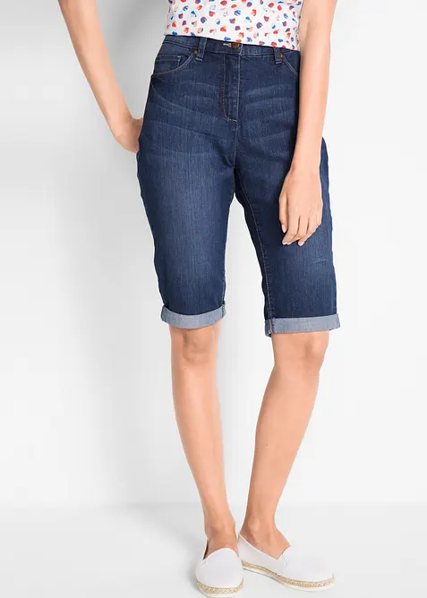 Jeans-bermuda med stretch og oppbrettet nederkant, bonprix