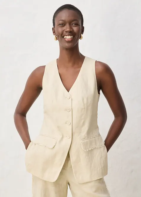 Dressvest i 100% lin, bonprix