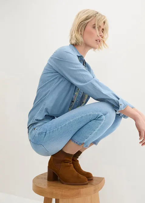 7/8-lang jeans med stretch og splitt, bonprix