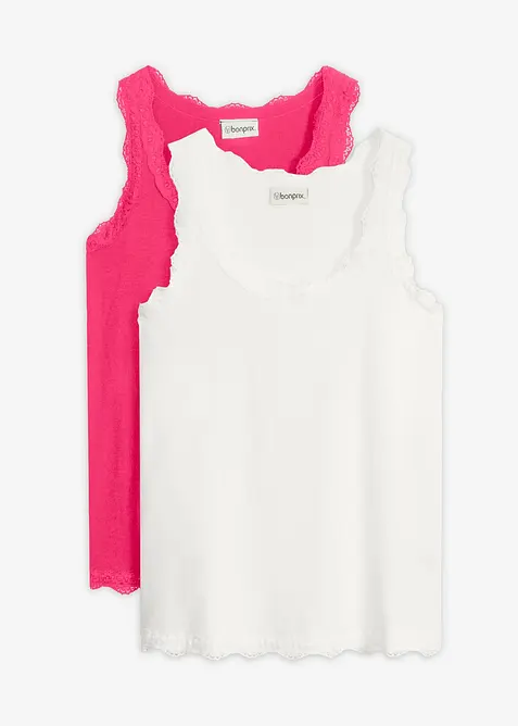 Singlet i myk viskosemiks (2-pack), bonprix