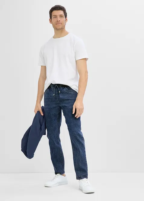 Relaxed fit-pull on-jeans i lett denim, Straight, bonprix