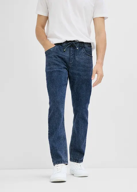 Relaxed fit-pull on-jeans i lett denim, Straight, bonprix