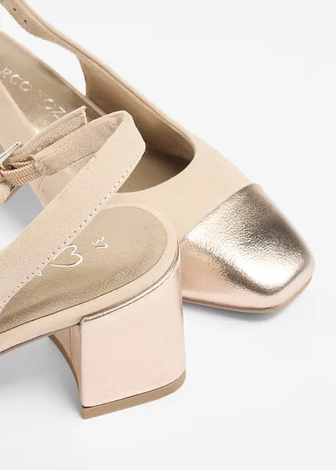 Slingbacks med blokkh&aelig;l fra Marco Tozzi, Marco Tozzi