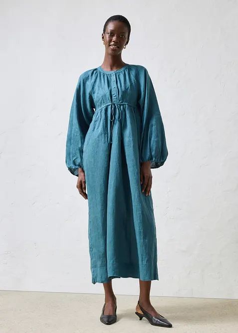 Maxikjole i 100% lin, bonprix