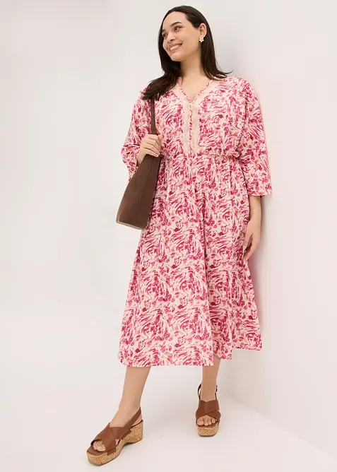 Jerseykjole med blonder, bonprix