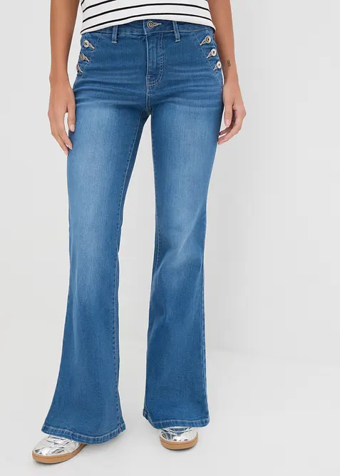 Bootcut-jeans Mid Waist, &oslash;kologisk bomull, bonprix