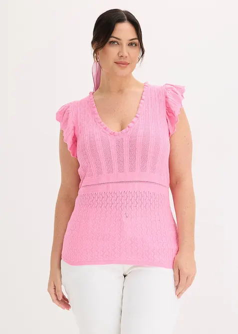 Strikket topp i myk viskosemiks, bonprix