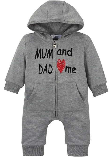 Jerseyoverall med glidel&aring;s og hette, bonprix