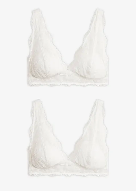 Bralette uten spiler i elegant blondemateriale (2-pack), bonprix
