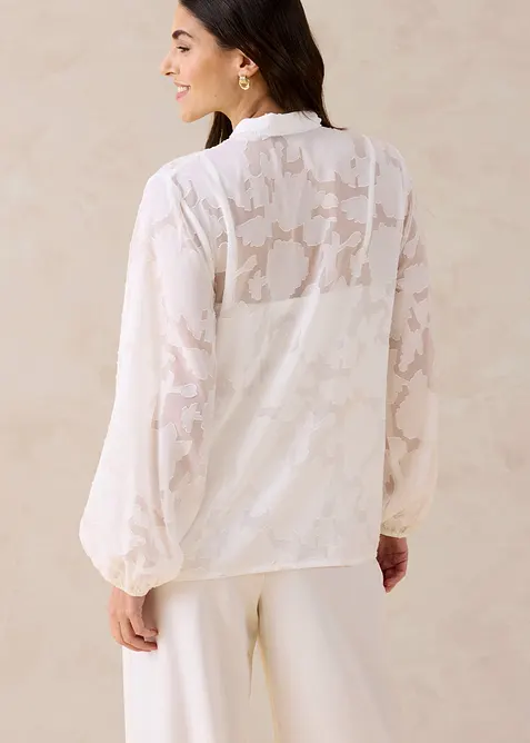 Sl&oslash;yfe-bluse med broderi, bonprix