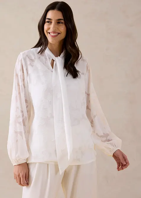 Sl&oslash;yfe-bluse med broderi, bonprix