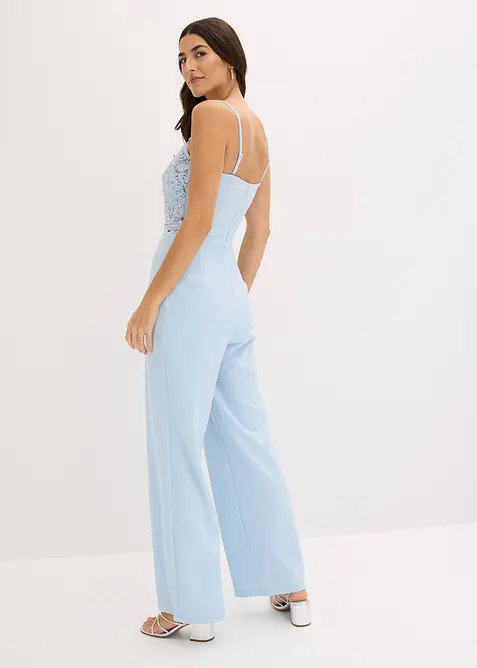 Jumpsuit i strukturert krepp med perlebroderier, bonprix