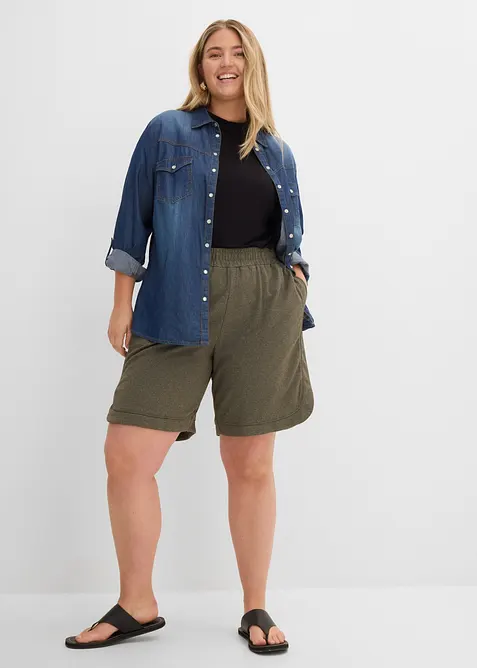 Vid sweatshorts i bomullsblanding, bonprix