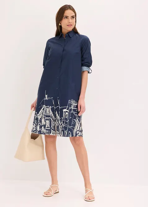 Skjortekjole i bomullspoplin, bonprix