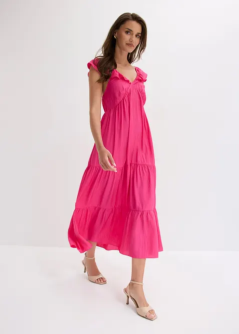 Kjole med stropper i fin viskosemiks, bonprix