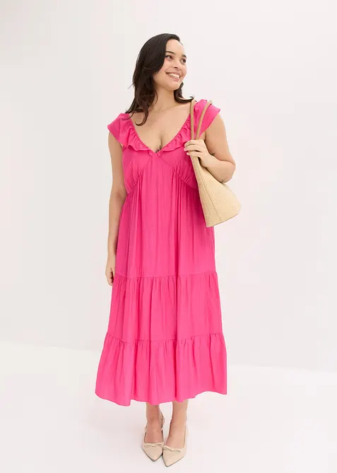 Kjole med stropper i fin viskosemiks, bonprix