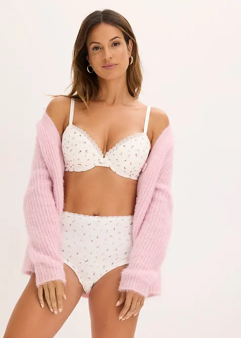 Vattert BH med spiler i ribbemateriale med bomull (2-pack), bonprix