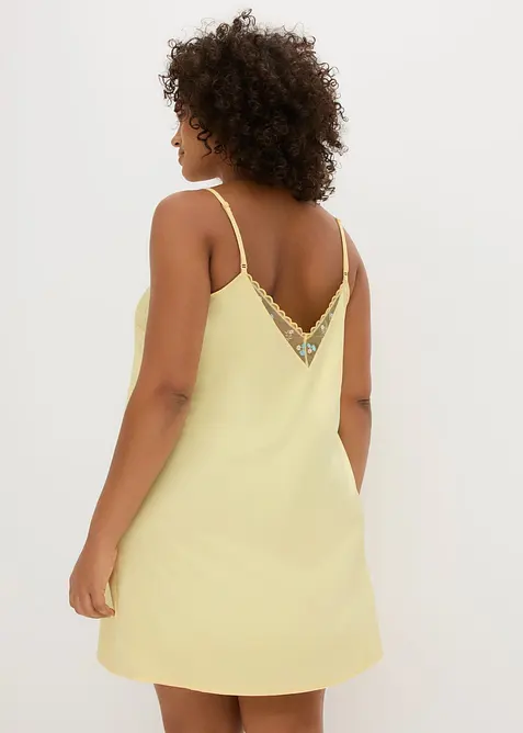 Neglisj&eacute; i sateng med nydelig broderi, bonprix