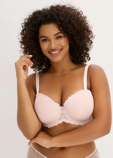 Balconette-BH med avtagbare stropper og myke blonder (2-pack), bonprix