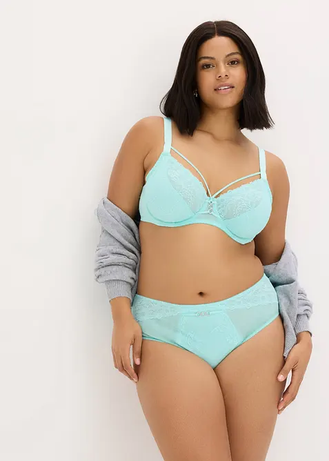 Truse med h&oslash;y midje og nydelige blonder, bonprix