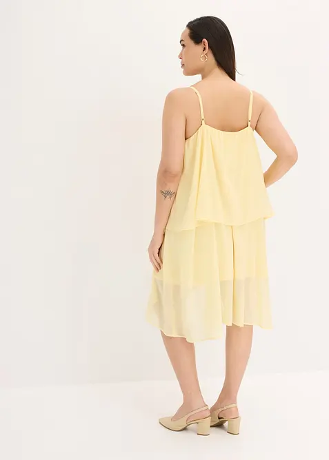 Chiffonkjole med lengre bak- enn forstykke, bonprix