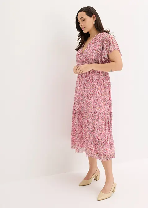 Midikjole i myk mesh, bonprix