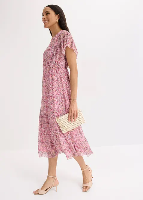 Midikjole i myk mesh, bonprix