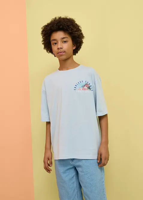 Loose Fit T-skjorte av 100% bomull med stort trykk p&aring; ryggen, bonprix