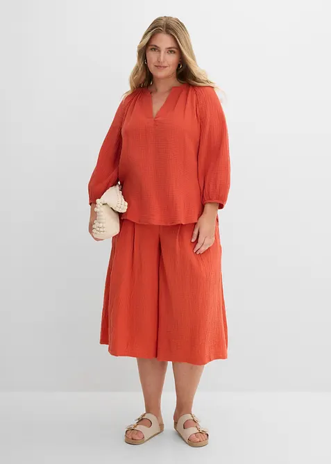 Oversized bluse i musselin, bonprix