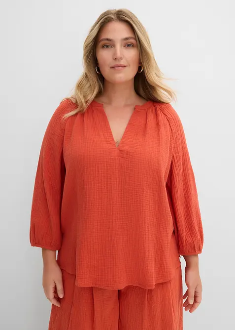 Oversized bluse i musselin, bonprix