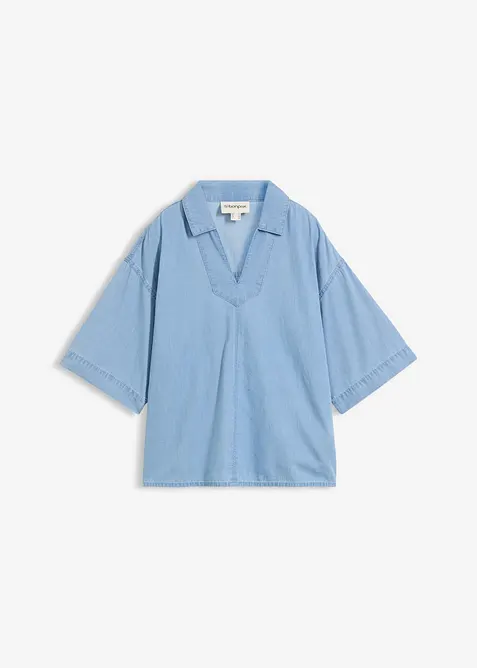 Denimbluse i &oslash;kologisk bomull, bonprix