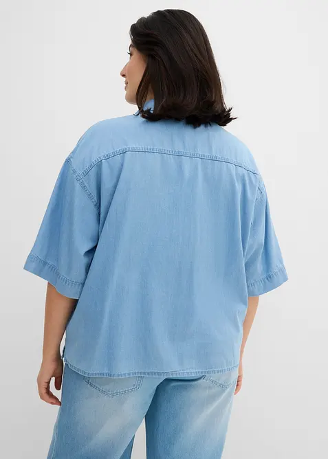 Denimbluse i &oslash;kologisk bomull, bonprix