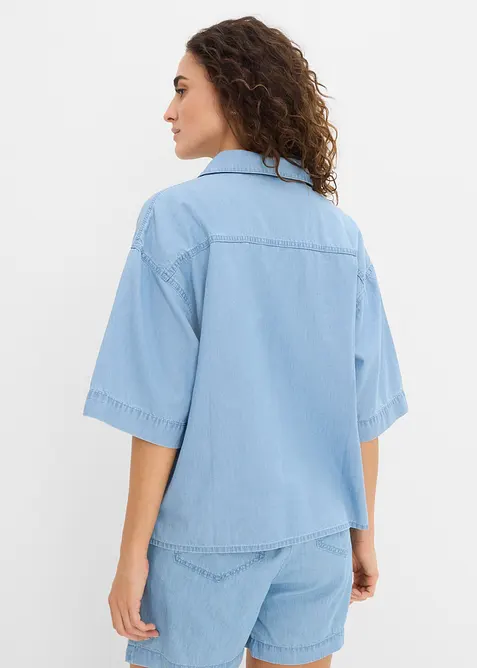 Denimbluse i &oslash;kologisk bomull, bonprix