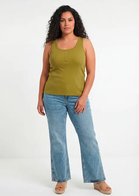 Hoftelang ribbet topp, bonprix