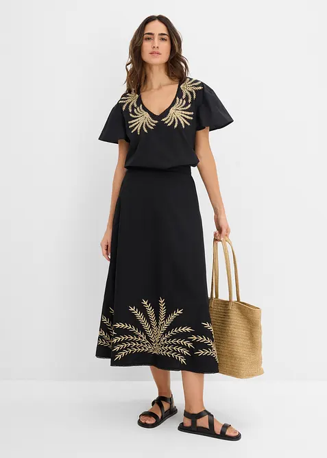 Maxiskj&oslash;rt med broderi, bonprix