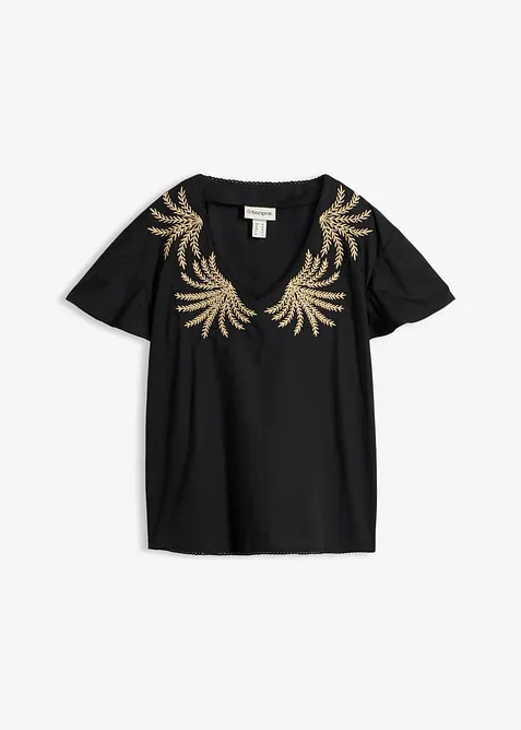 Bluse med broderi, bonprix