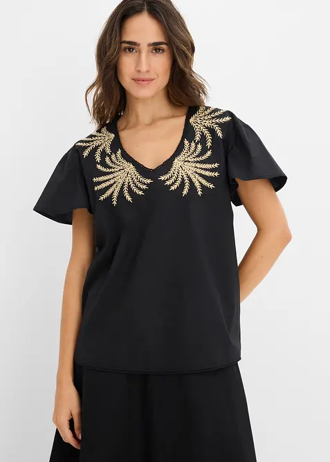 Bluse med broderi, bonprix
