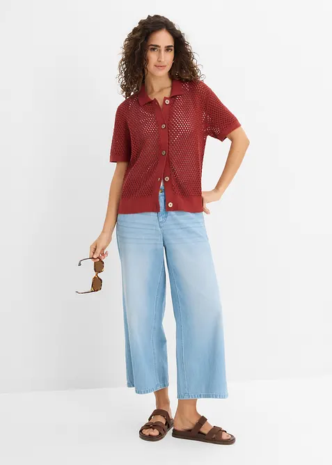 Cardigan med hullm&oslash;nster, bonprix