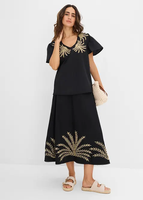 Bluse med broderi, bonprix