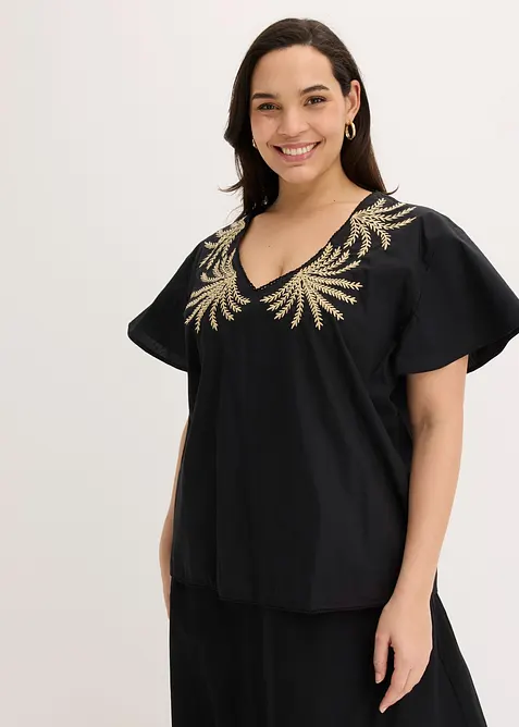Bluse med broderi, bonprix