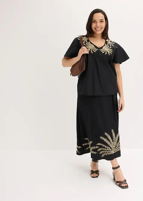 Bluse med broderi, bonprix