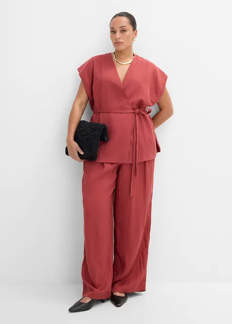 Vest i viskoseblanding med knytebelte, bonprix