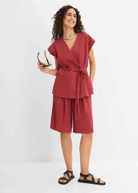 Vest i viskoseblanding med knytebelte, bonprix