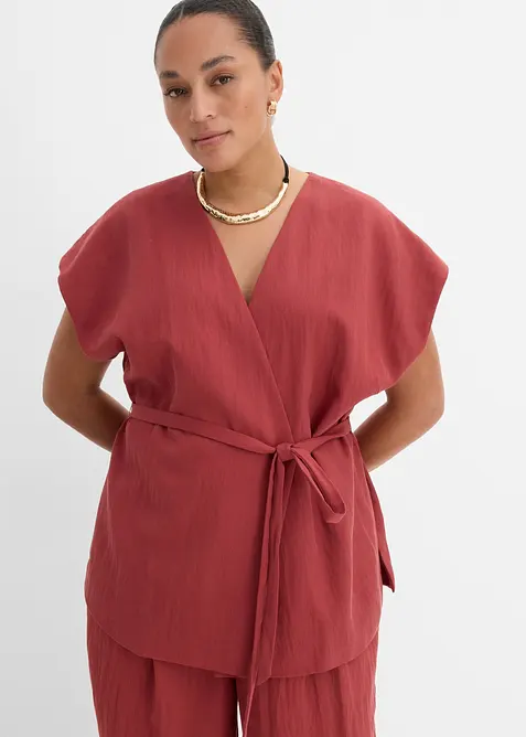 Vest i viskoseblanding med knytebelte, bonprix