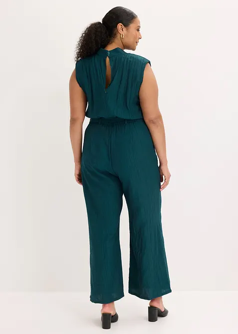 Jumpsuit i viskose med fin krage, bonprix