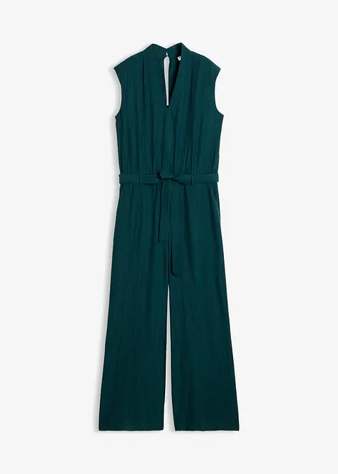 Jumpsuit i viskose med fin krage, bonprix