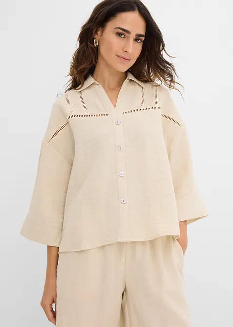 Skjorte i viskoseblanding, bonprix