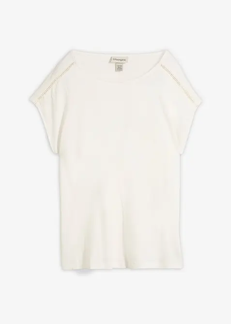 Topp med innfelte, smale blonder, bonprix