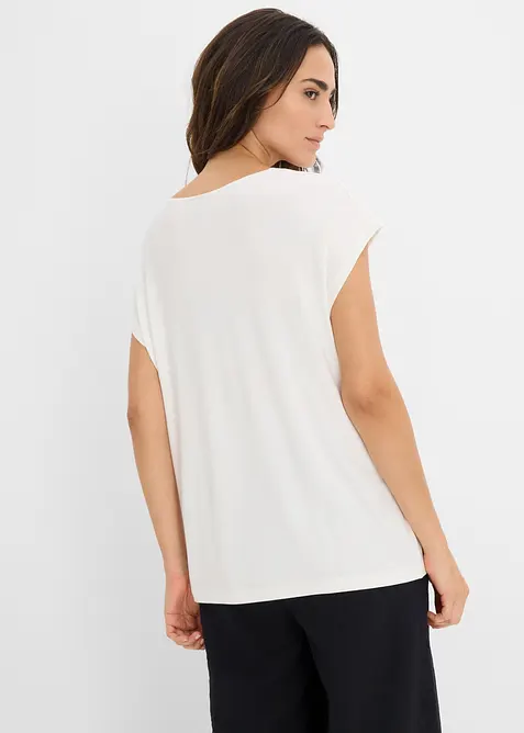 Topp med innfelte, smale blonder, bonprix